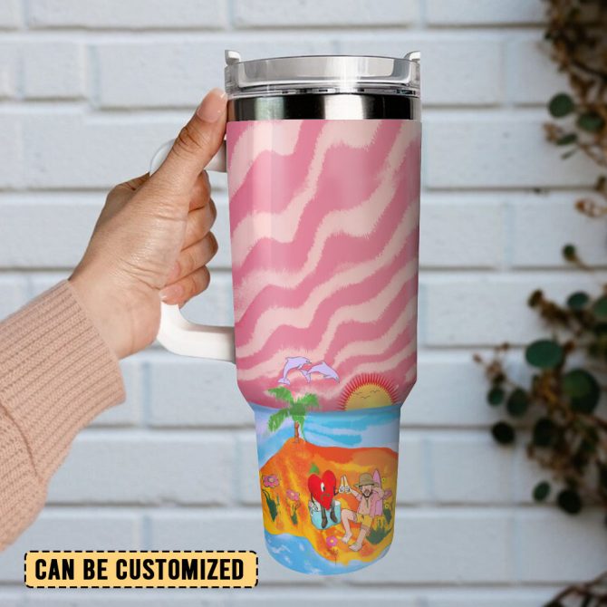 Bad Bunny Music Custom Stanley Quencher 40Oz Stainless Steel Tumbler With Handle - Image 3