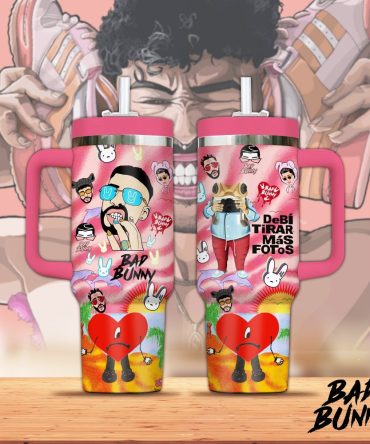 Bad Bunny Music Custom Stanley Quencher 40Oz Stainless Steel Tumbler With Handle