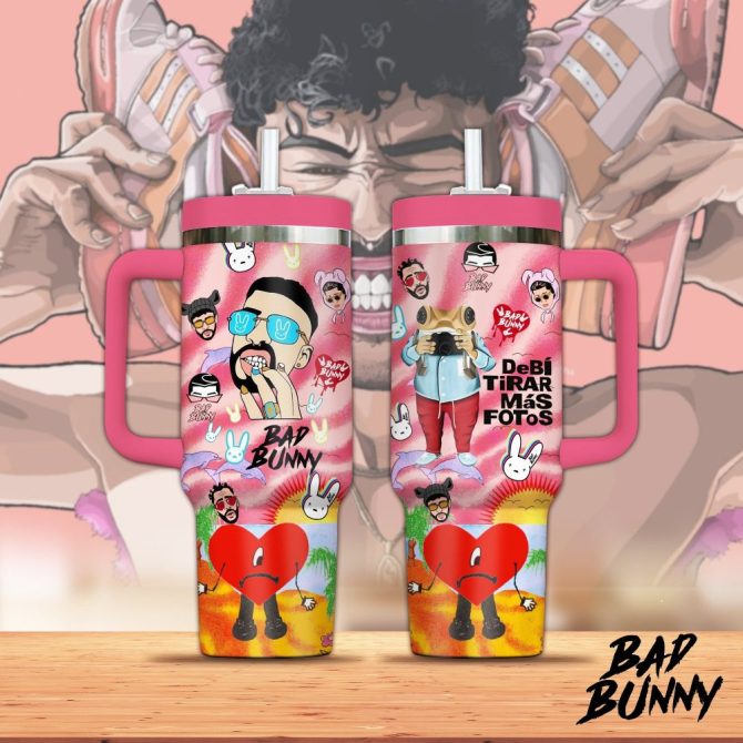 Bad Bunny Music Custom Stanley Quencher 40Oz Stainless Steel Tumbler With Handle