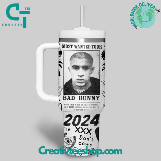 Bad Bunny Music Custom Stanley Quencher 40Oz Stainless Steel Tumbler With Handle - Image 2