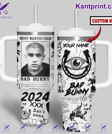 Bad Bunny Music Custom Stanley Quencher 40Oz Stainless Steel Tumbler With Handle