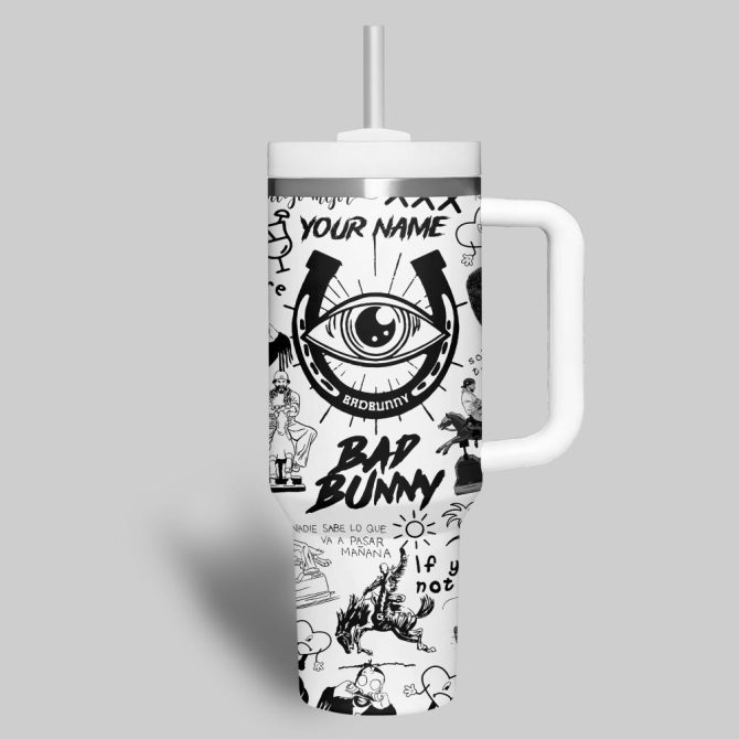 Bad Bunny Music Custom Stanley Quencher 40Oz Stainless Steel Tumbler - Image 3