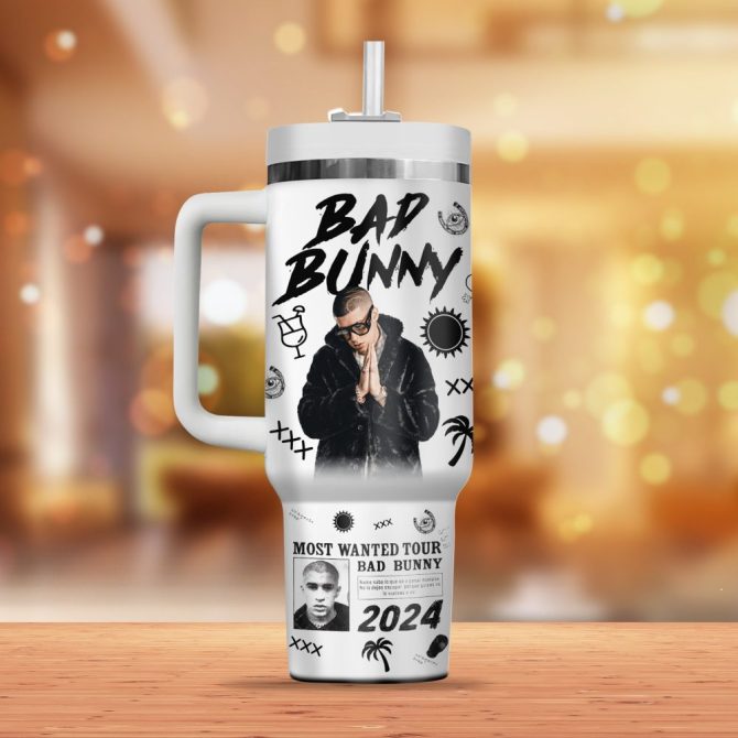 Bad Bunny Music Custom Stanley Quencher 40Oz Stainless Steel Tumbler - Image 2