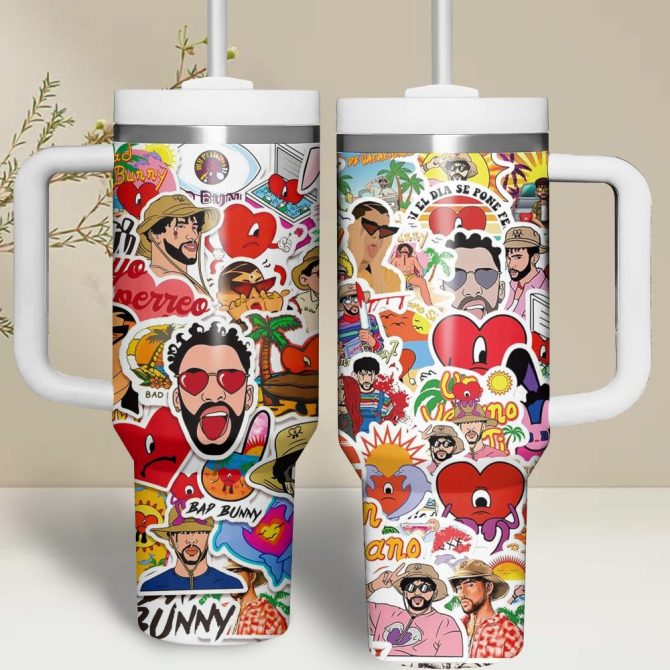 Bad Bunny Music Custom Stanley Quencher 40Oz Stainless Steel