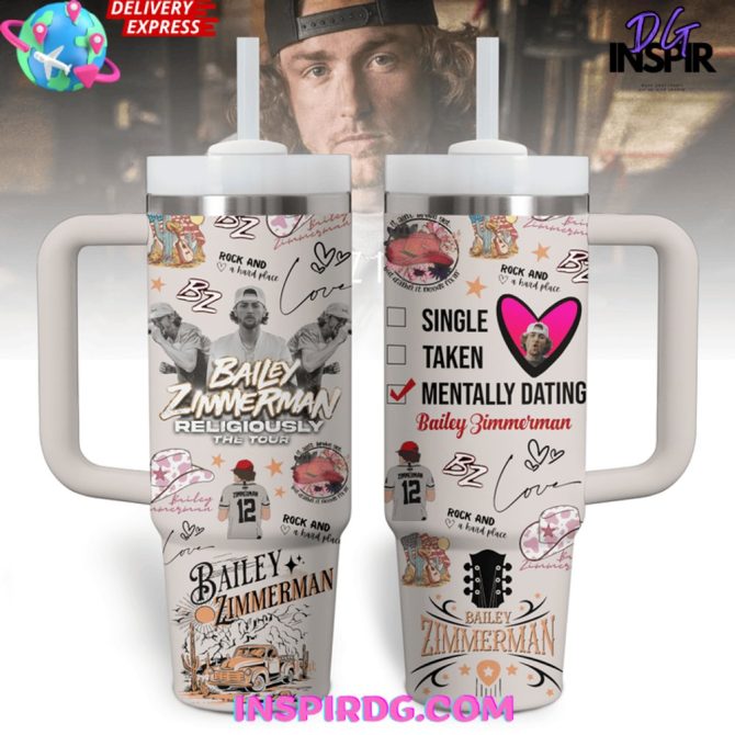 Bailey Zimmerman Music Custom Stanley Quencher 40Oz Stainless Steel Tumbler