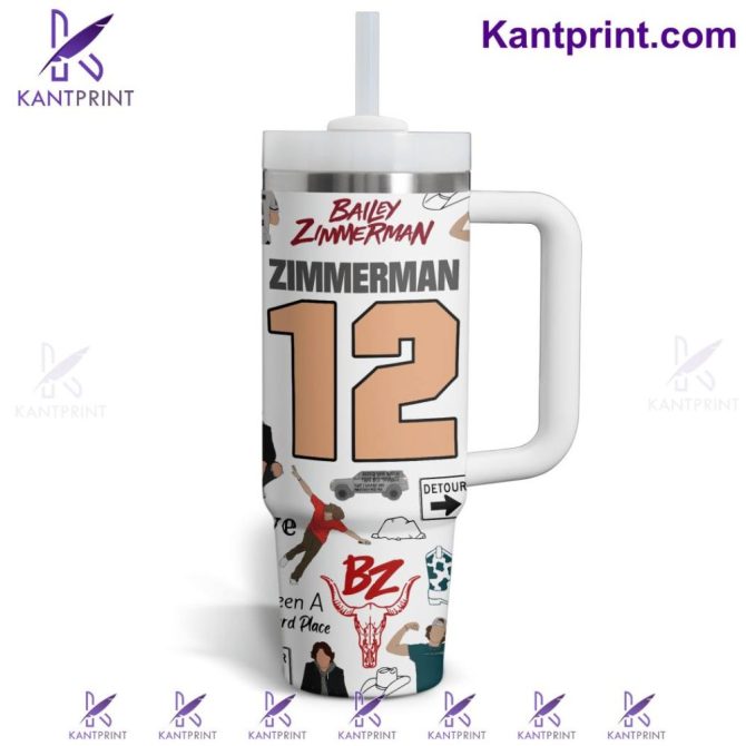 Bailey Zimmerman Music Custom Stanley Quencher 40Oz Stainless Steel Tumbler With Handle - Image 3