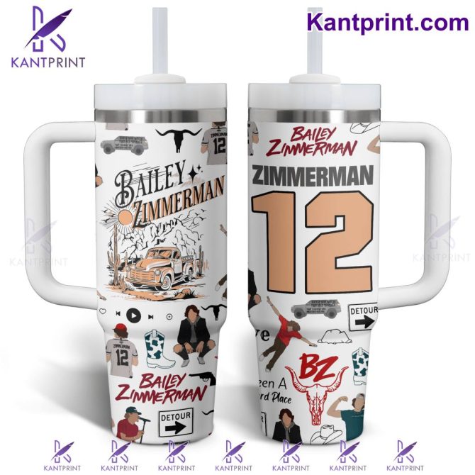 Bailey Zimmerman Music Custom Stanley Quencher 40Oz Stainless Steel Tumbler With Handle