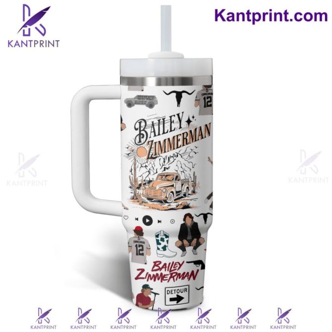 Bailey Zimmerman Music Custom Stanley Quencher 40Oz Stainless Steel Tumbler With Handle - Image 2