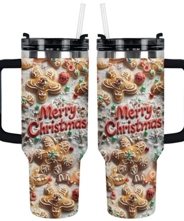 Baking Merry Christmas Custom Stanley Quencher 40Oz Stainless Steel Tumbler With Handle