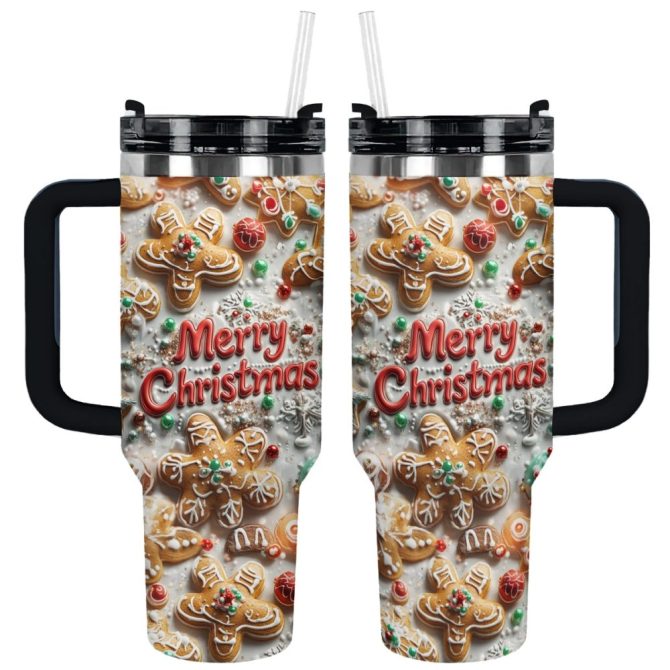 Baking Merry Christmas Custom Stanley Quencher 40Oz Stainless Steel Tumbler With Handle