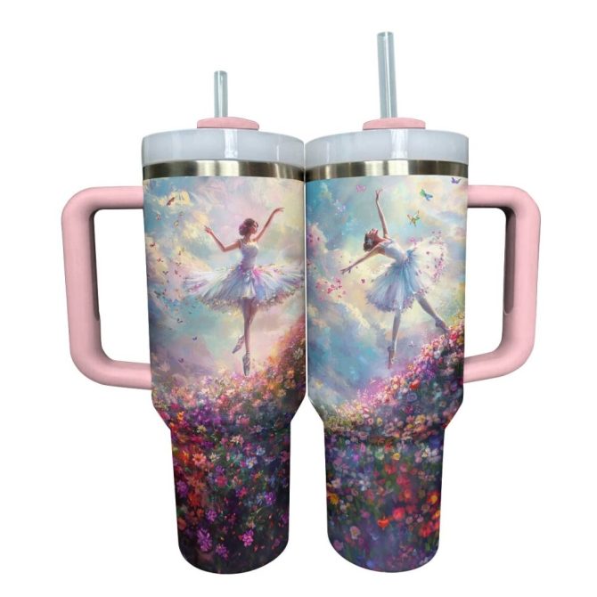 Ballet Lovely Custom Stanley Quencher 40Oz Stainless Steel Tumbler With Handle - Image 2