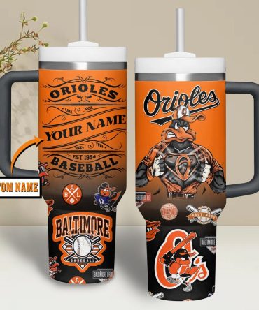 Baltimore Orioles Mlb Custom Stanley Quencher 40Oz Stainless Steel Tumbler