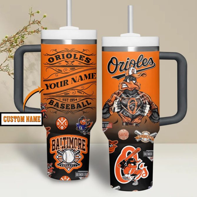 Baltimore Orioles Mlb Custom Stanley Quencher 40Oz Stainless Steel Tumbler