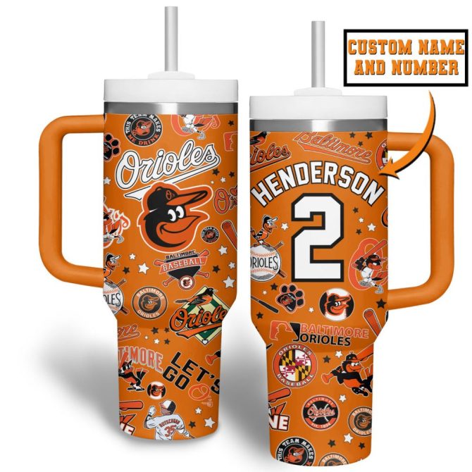 Baltimore Orioles Mlb Custom Stanley Quencher 40Oz Stainless Steel Tumbler