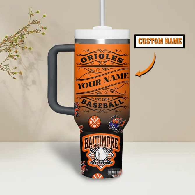 Baltimore Orioles Mlb Custom Stanley Quencher 40Oz Stainless Steel Tumbler - Image 2