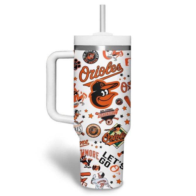 Baltimore Orioles Mlb Custom Stanley Quencher 40Oz Stainless Steel Tumbler - Image 3