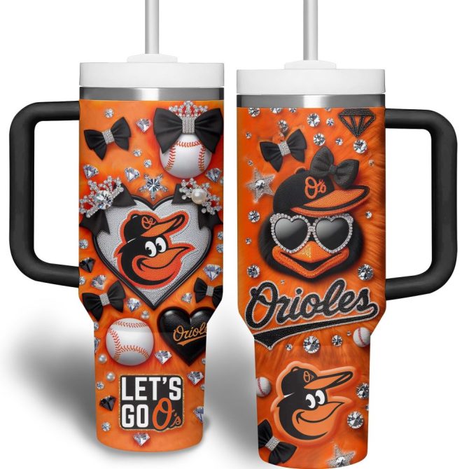 Baltimore Orioles Mlb Custom Stanley Quencher 40Oz Stainless Steel Tumbler