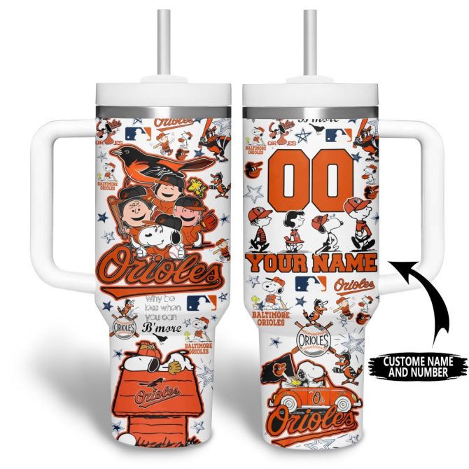 Baltimore Orioles Mlb Custom Stanley Quencher 40Oz Stainless Steel Tumbler