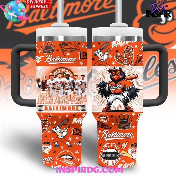 Baltimore Orioles Mlb Custom Stanley Quencher 40Oz Stainless Steel Tumbler