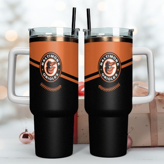 Baltimore Orioles Mlb Custom Stanley Quencher 40Oz Stainless Steel Tumbler With Handle - Image 4