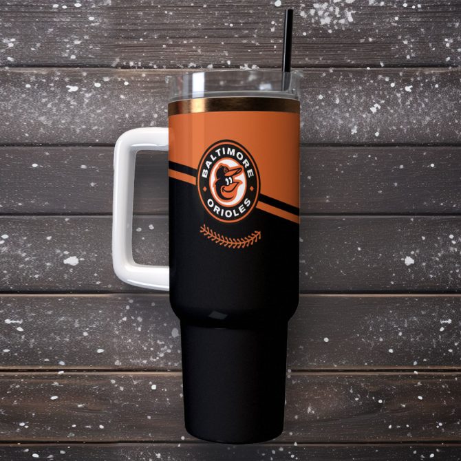 Baltimore Orioles Mlb Custom Stanley Quencher 40Oz Stainless Steel Tumbler With Handle - Image 2