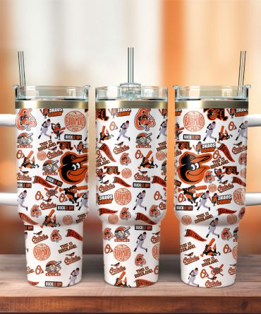 Baltimore Orioles Mlb Sports Custom Stanley Quencher 40Oz Stainless Steel Tumbler With Handle