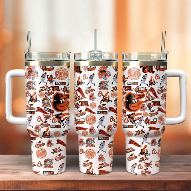Baltimore Orioles Mlb Sports Custom Stanley Quencher 40Oz Stainless Steel Tumbler With Handle