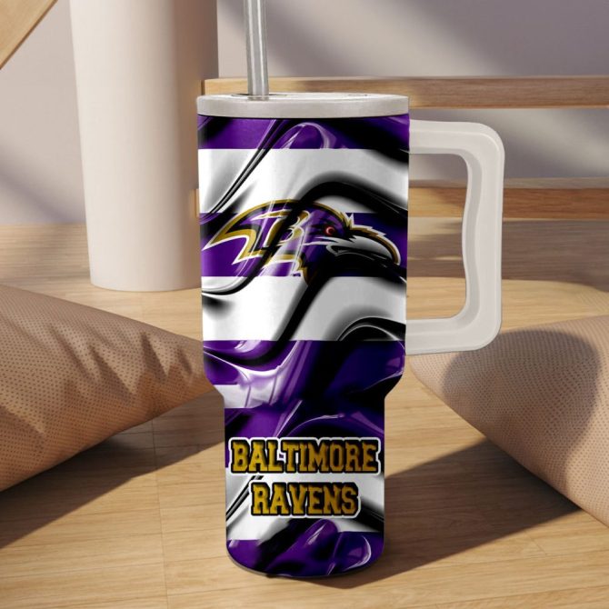 Baltimore Ravens Nfl Custom Stanley Quencher 40Oz Stainless Steel - Image 3