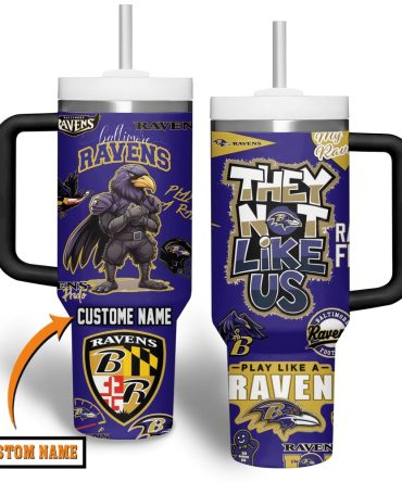 Baltimore Ravens Nfl Custom Stanley Quencher 40Oz Stainless Steel Tumbler With Handle