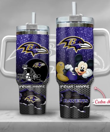 Baltimore Ravens Nfl Custom Stanley Quencher 40Oz Stainless Steel Tumbler With Handle