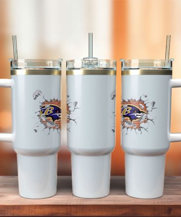 Baltimore Ravens Nfl Custom Stanley Quencher 40Oz Stainless Steel Tumbler With Handle