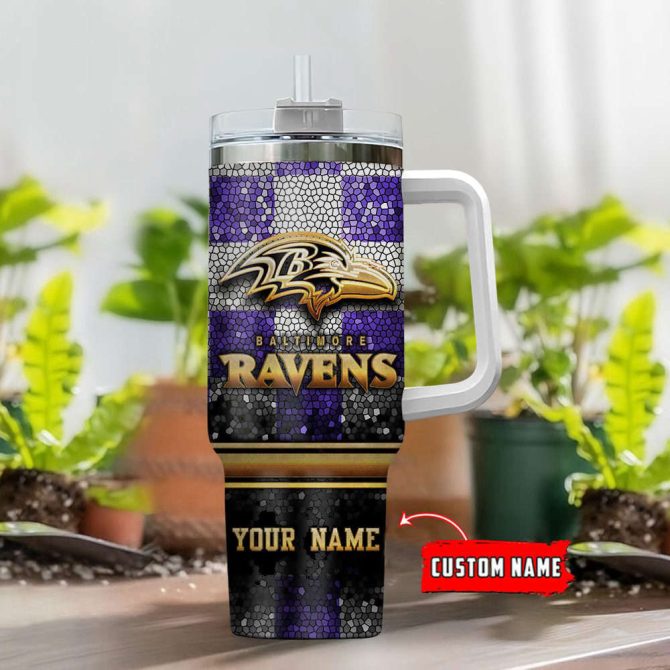 Baltimore Ravens Nfl Custom Stanley Quencher 40Oz Stainless Steel Tumbler With Handle - Image 2