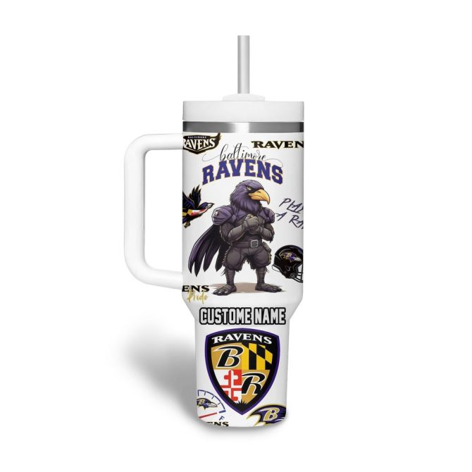 Baltimore Ravens Nfl Custom Stanley Quencher 40Oz Stainless Steel Tumbler With Handle - Image 2
