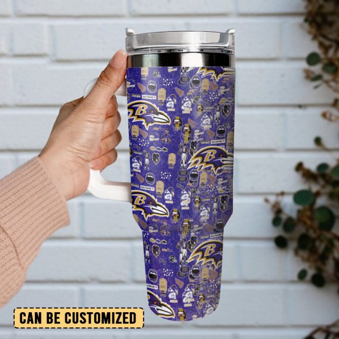 Baltimore Ravens Nfl Custom Stanley Quencher 40Oz Stainless Steel Tumbler With Handle - Image 3