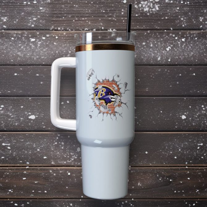 Baltimore Ravens Nfl Custom Stanley Quencher 40Oz Stainless Steel Tumbler With Handle - Image 2