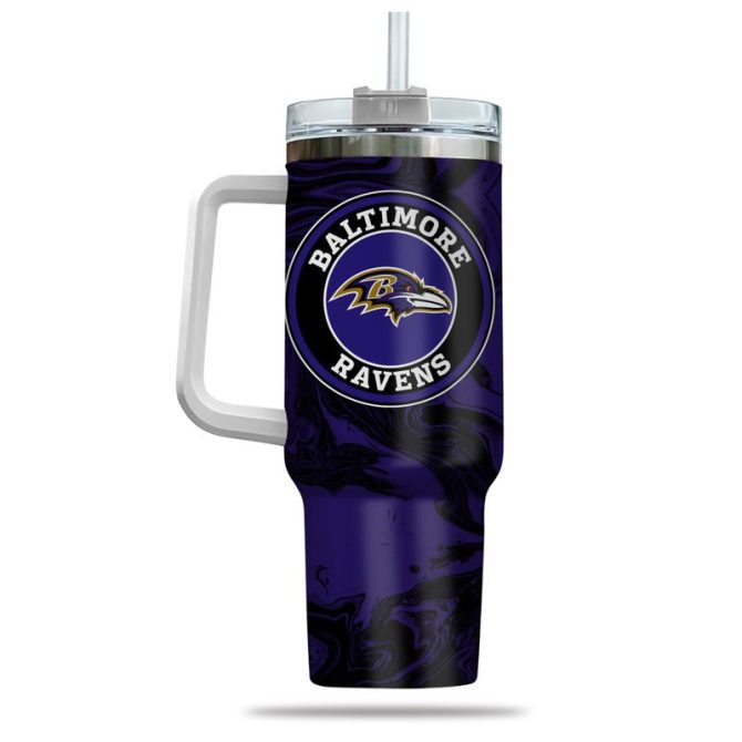 Baltimore Ravens Nfl Custom Stanley Quencher 40Oz Stainless Steel Tumbler With Handle - Image 3