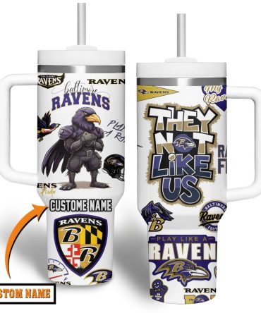 Baltimore Ravens Nfl Custom Stanley Quencher 40Oz Stainless Steel Tumbler With Handle