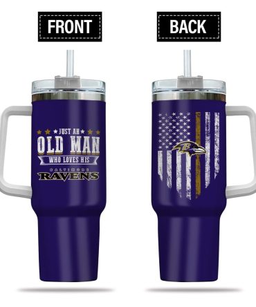 Baltimore Ravens Nfl Custom Stanley Quencher 40Oz Stainless Steel Tumbler With Handle