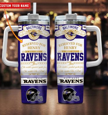 Baltimore Ravens Nfl Custom Stanley Quencher 40Oz Stainless Steel Tumbler With Handle