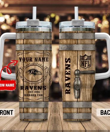 Baltimore Ravens Nfl Custom Stanley Quencher 40Oz Stainless Steel Tumbler With Handle