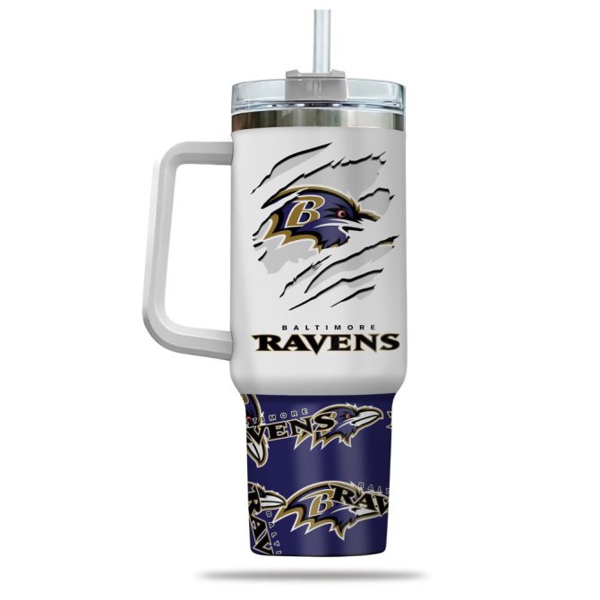 Baltimore Ravens Nfl Custom Stanley Quencher 40Oz Stainless Steel Tumbler With Handle - Image 3