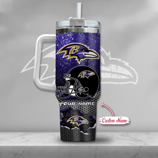 Baltimore Ravens Nfl Custom Stanley Quencher 40Oz Stainless Steel Tumbler With Handle - Image 3