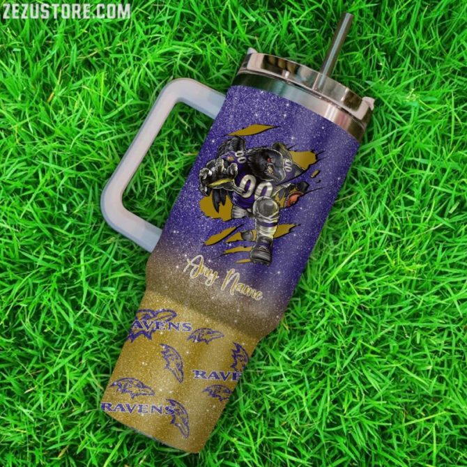 Baltimore Ravens Nfl Custom Stanley Quencher 40Oz Stainless Steel Tumbler With Handle - Image 3