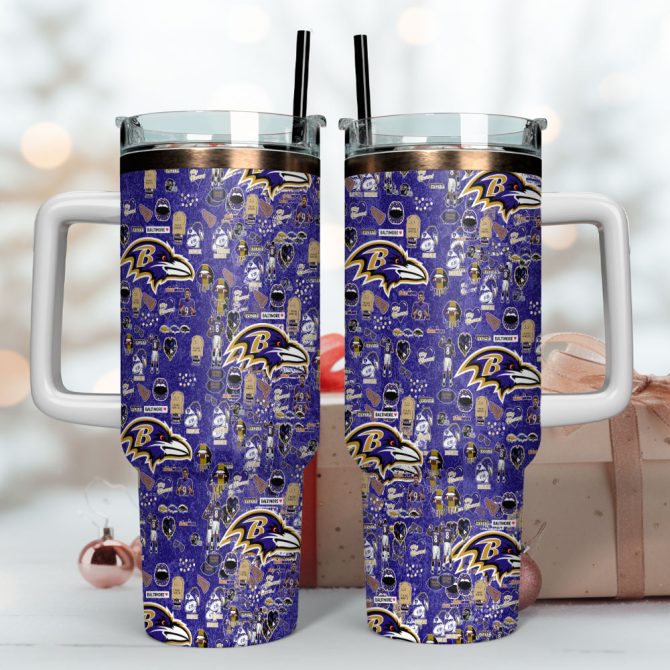 Baltimore Ravens Nfl Custom Stanley Quencher 40Oz Stainless Steel Tumbler With Handle - Image 4