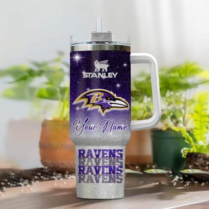 Baltimore Ravens Nfl Custom Stanley Quencher 40Oz Stainless Steel Tumbler With Handle - Image 2