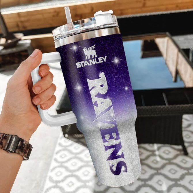Baltimore Ravens Nfl Custom Stanley Quencher 40Oz Stainless Steel Tumbler With Handle - Image 3