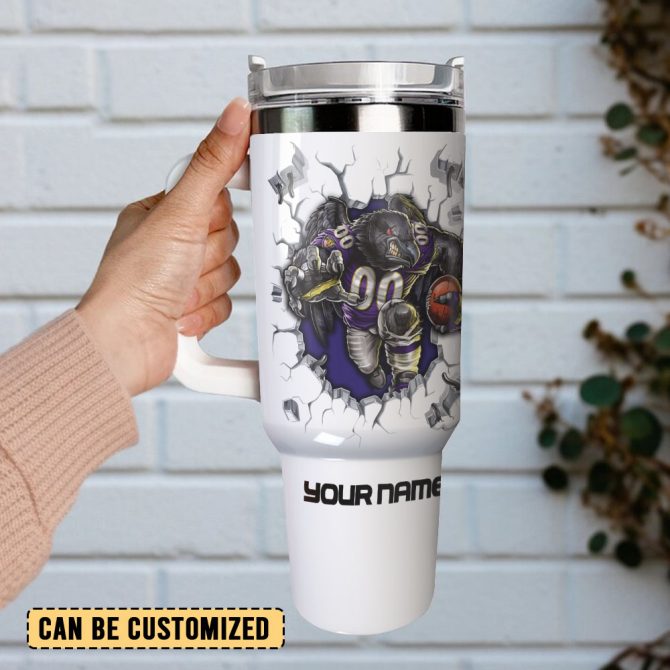 Baltimore Ravens Nfl Custom Stanley Quencher 40Oz Stainless Steel Tumbler With Handle - Image 3