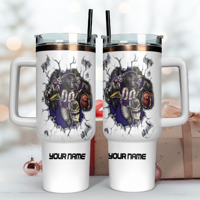 Baltimore Ravens Nfl Custom Stanley Quencher 40Oz Stainless Steel Tumbler With Handle - Image 4