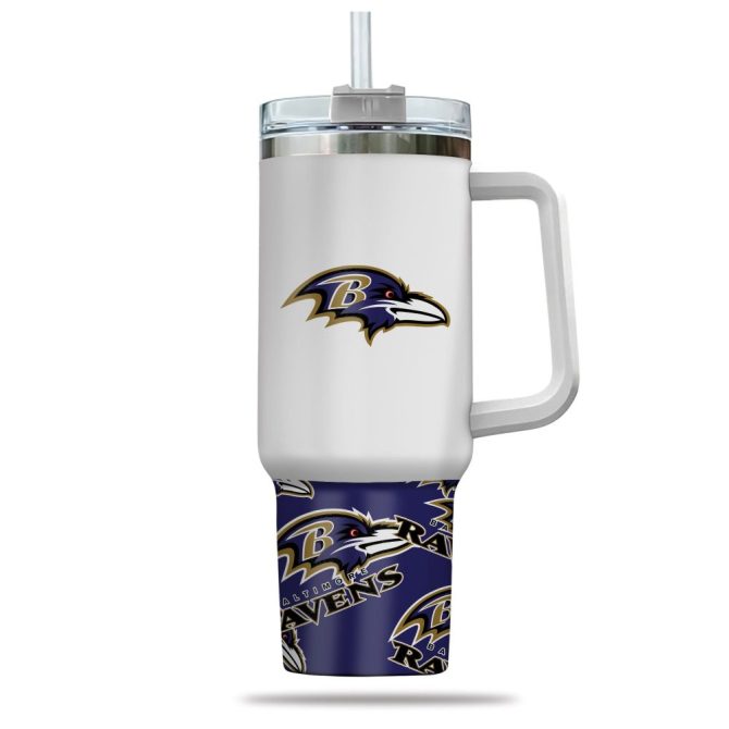 Baltimore Ravens Nfl Custom Stanley Quencher 40Oz Stainless Steel Tumbler With Handle - Image 2