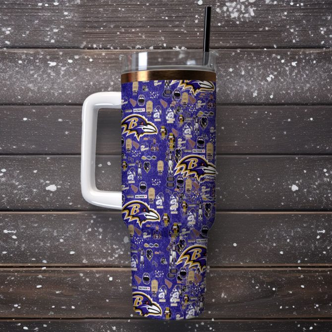 Baltimore Ravens Nfl Custom Stanley Quencher 40Oz Stainless Steel Tumbler With Handle - Image 2